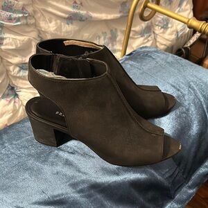 Franco Sarto Black Heeled Boots with Chunky Heel